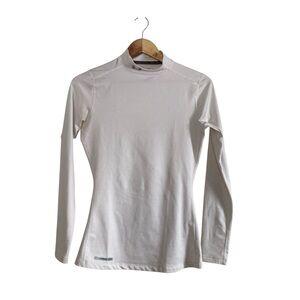 Under Armour ColdGear Mock Neck Long Sleeve Fitted Top White Small